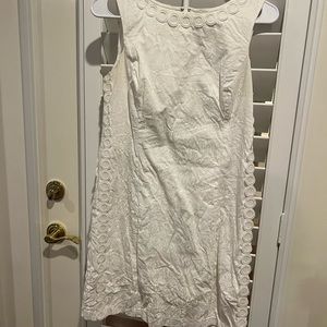 Lilly Pulitzer white shift dress with floral pattern and sparkles